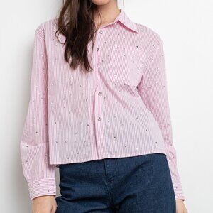 Rita Rhinestone shirt LIGHT PINK STRIPED Woman Blouse